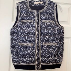 Tory Burch Navy dot with trim detail down vest